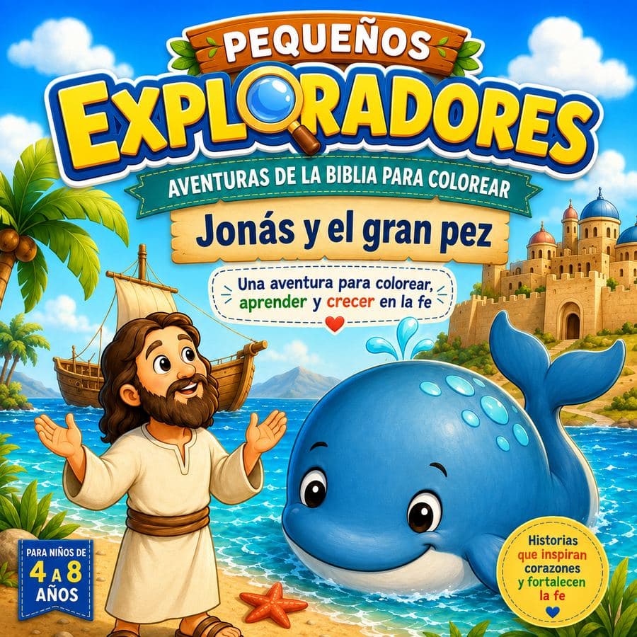 Portada de Jonás y el gran pez para colorear