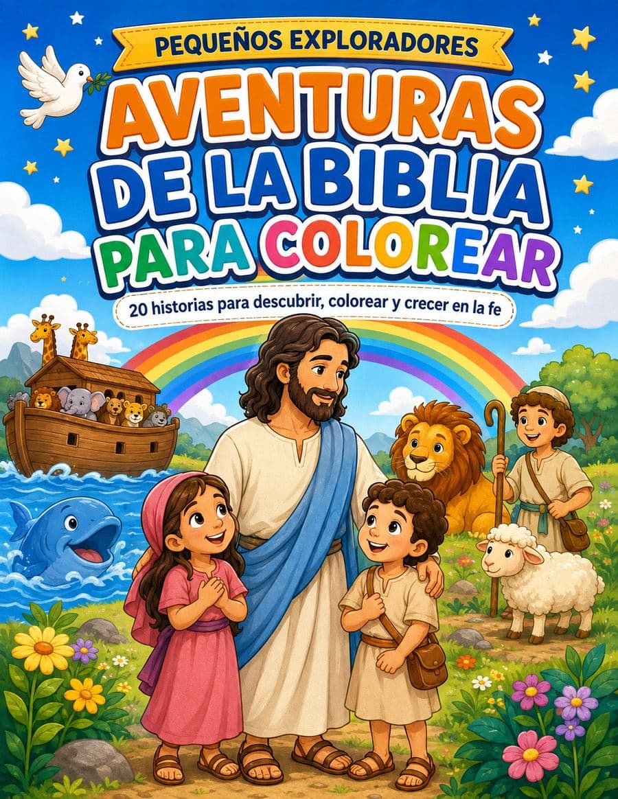 Portada de Aventuras de la Biblia para colorear